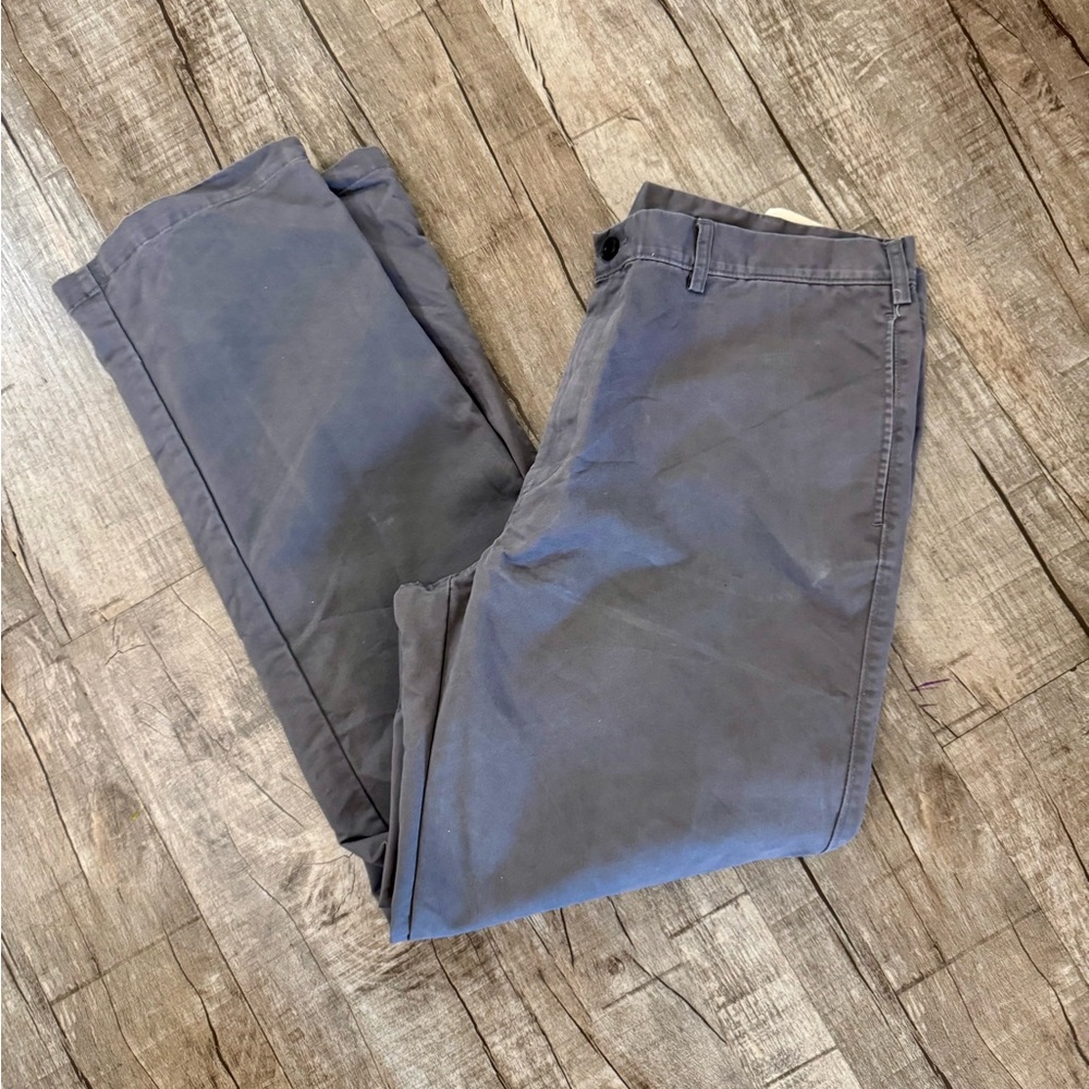 Mens Straight Leg Chino‎ Pants 40x34 Gray Repreve Cotton Blend Trousers